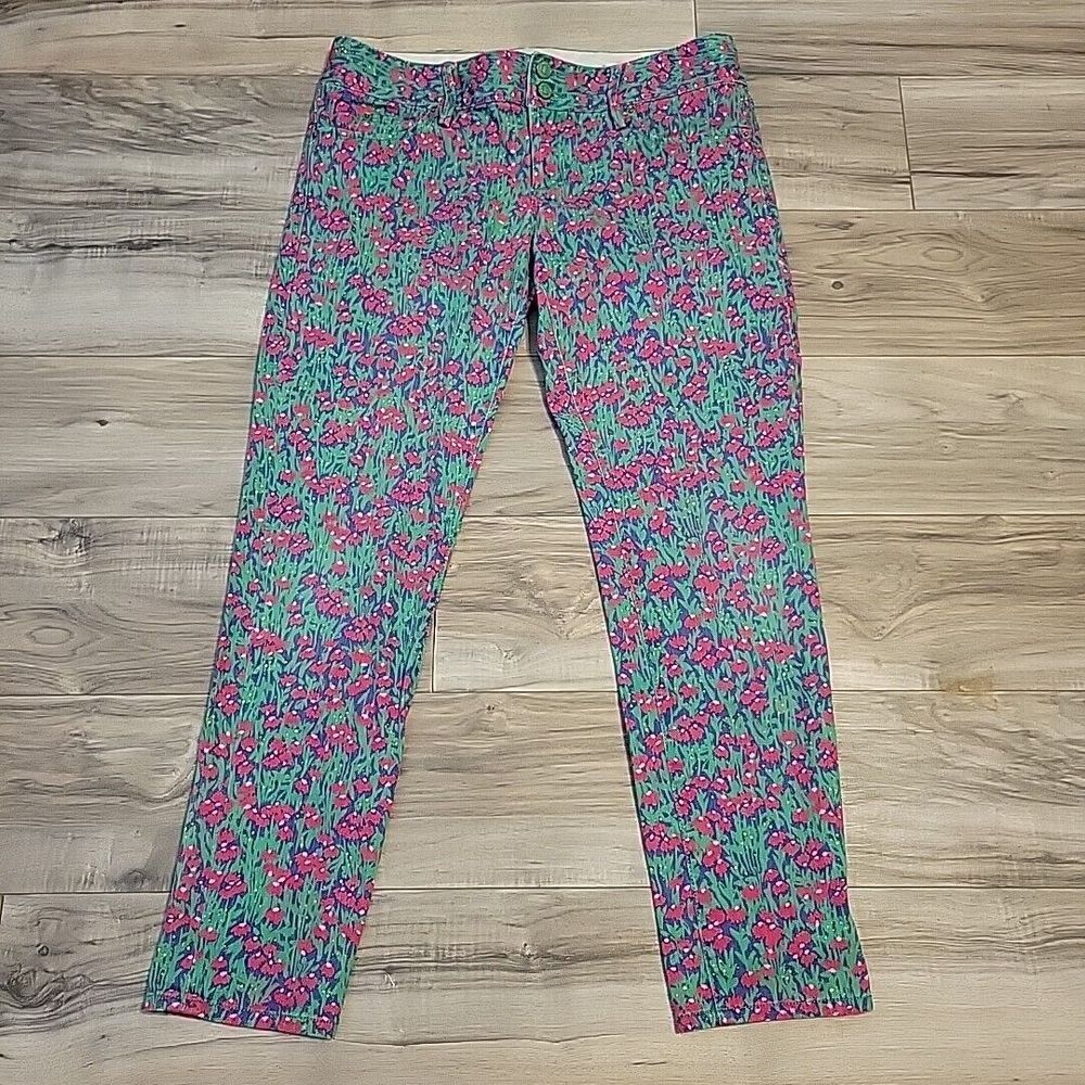 Lilly Pulitzer Worth‎ Skinny Mini Jeans Womens 8 Floral Printed Denim